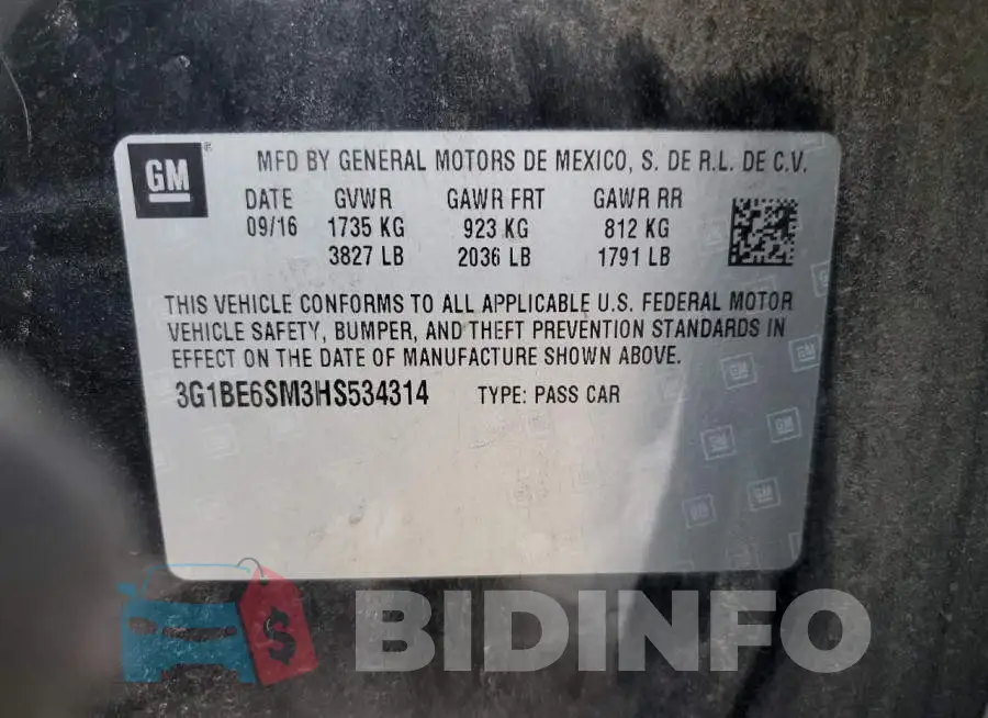 3G1BE6SM3HS534314 Photo# 10