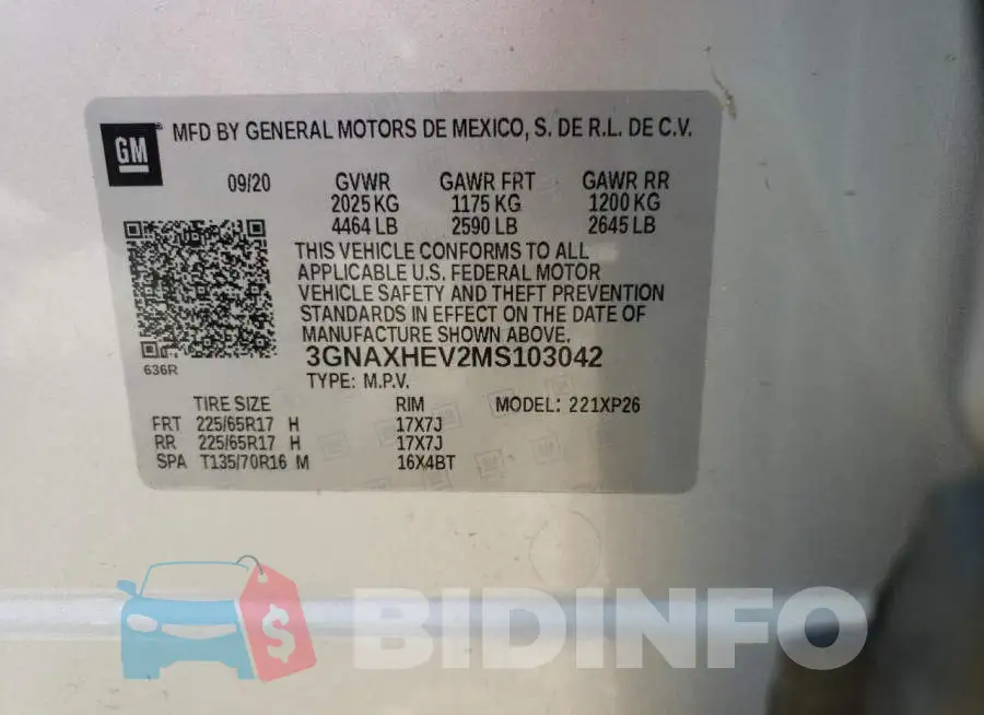 3GNAXHEV2MS103042 Photo# 10