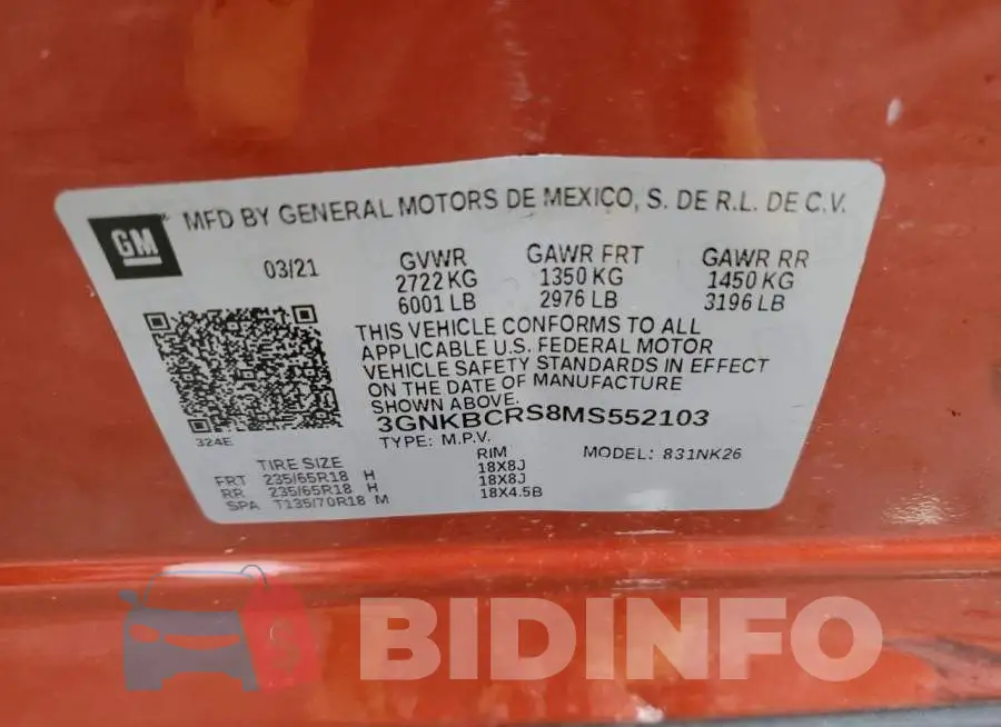 3GNKBCRS8MS552103 Photo# 10