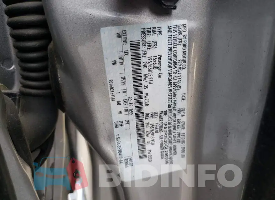 1FADP3E20GL290506 Photo# 10