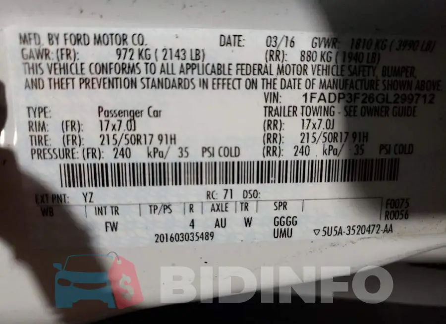 1FADP3F26GL299712 Photo# 10