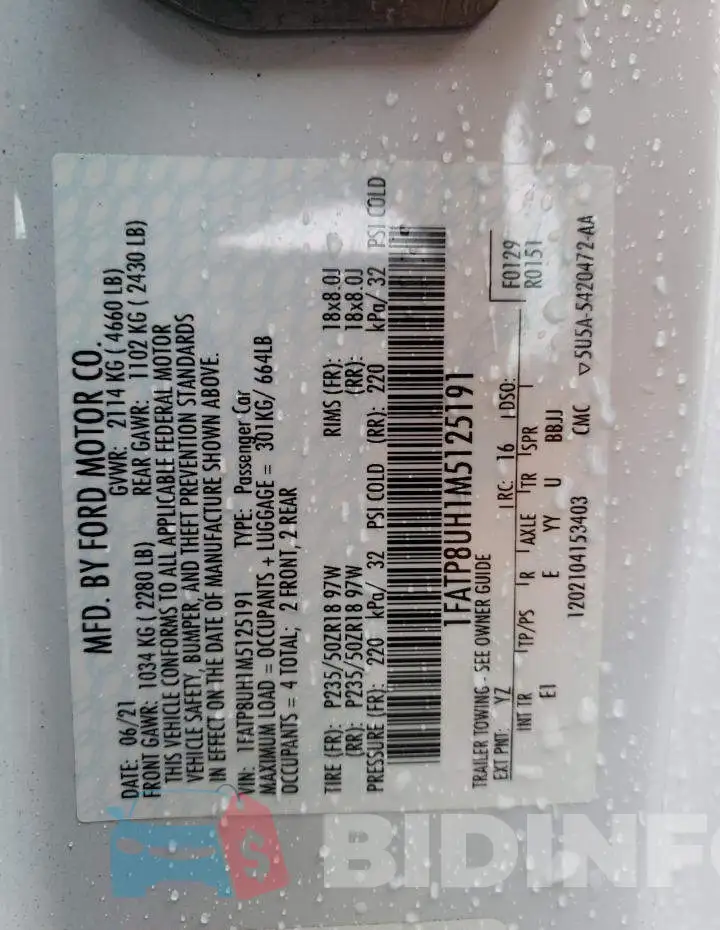 1FATP8UH1M5125191 Photo# 10