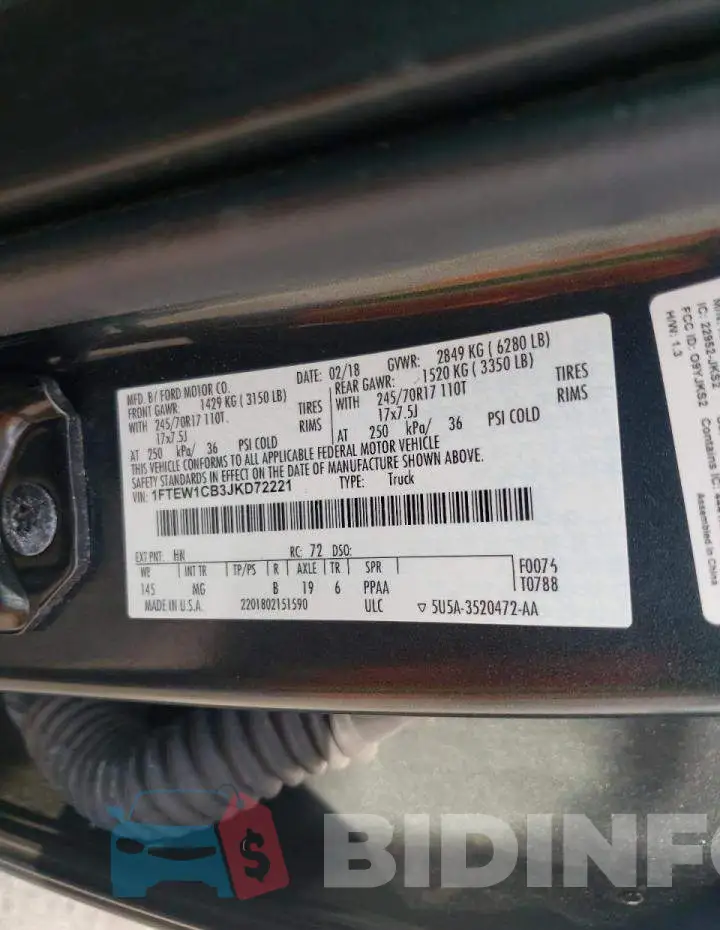 1FTEW1CB3JKD72221 Photo# 10