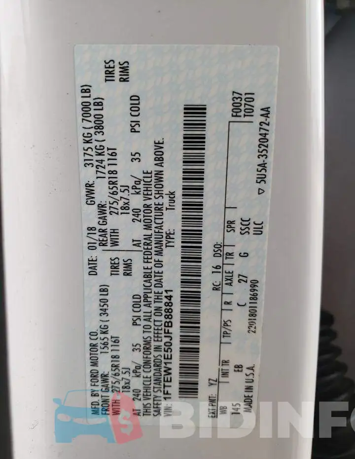 1FTEW1E50JFB88841 Photo# 10