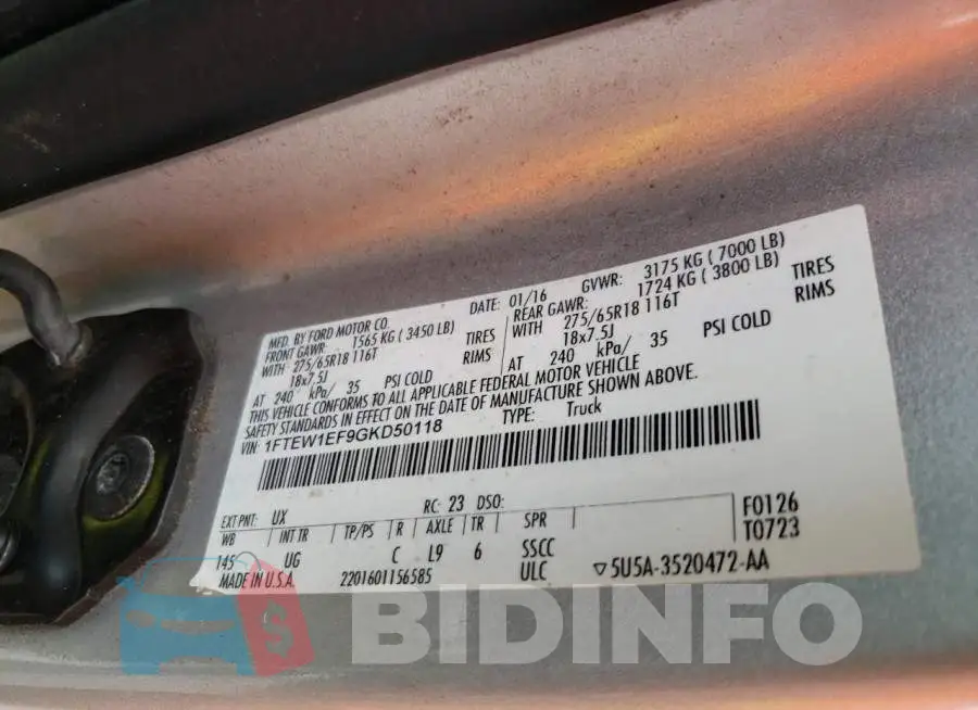 1FTEW1EF9GKD50118 Photo# 10
