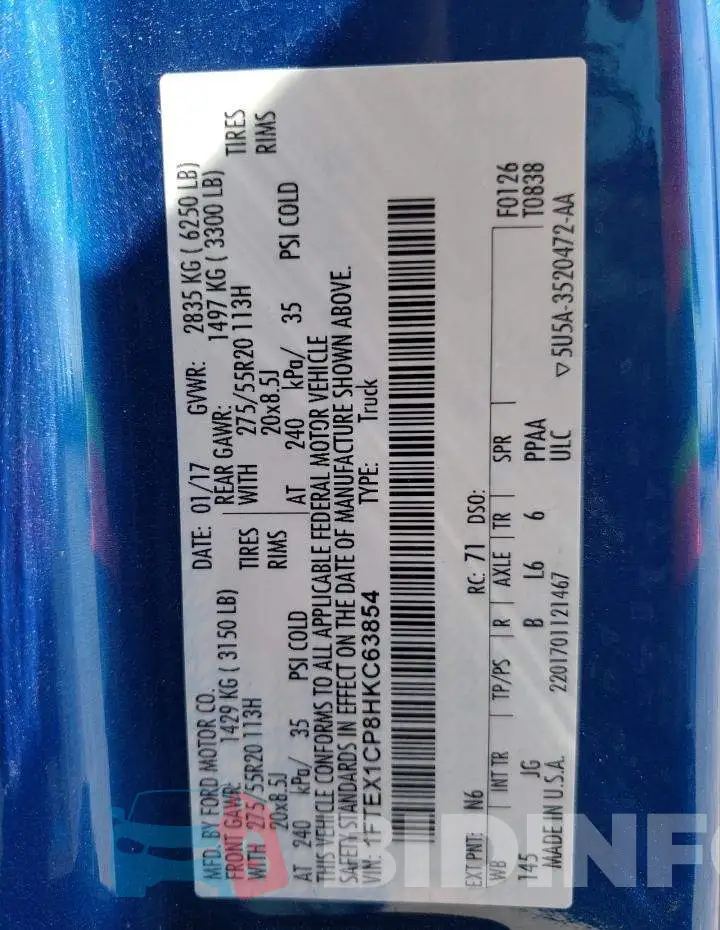 1FTEX1CP8HKC63854 Photo# 10