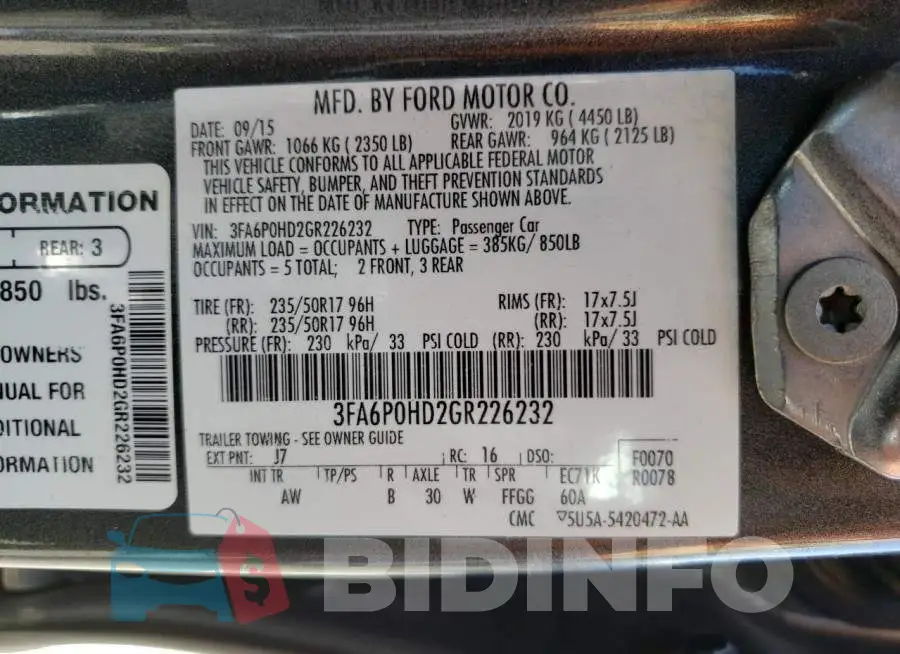 3FA6P0HD2GR226232 Photo# 10