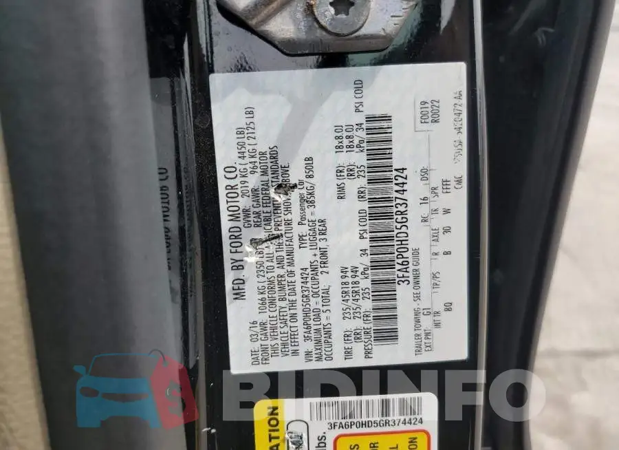 3FA6P0HD5GR374424 Photo# 10