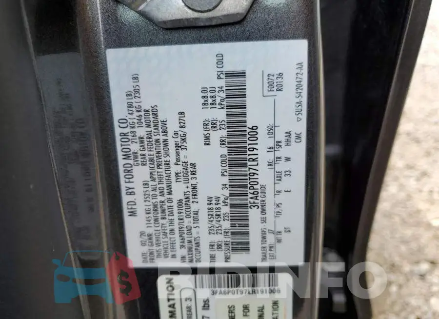 3FA6P0T97LR191006 Photo# 10