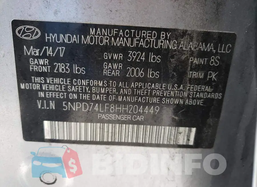 5NPD74LF8HH204449 Photo# 10