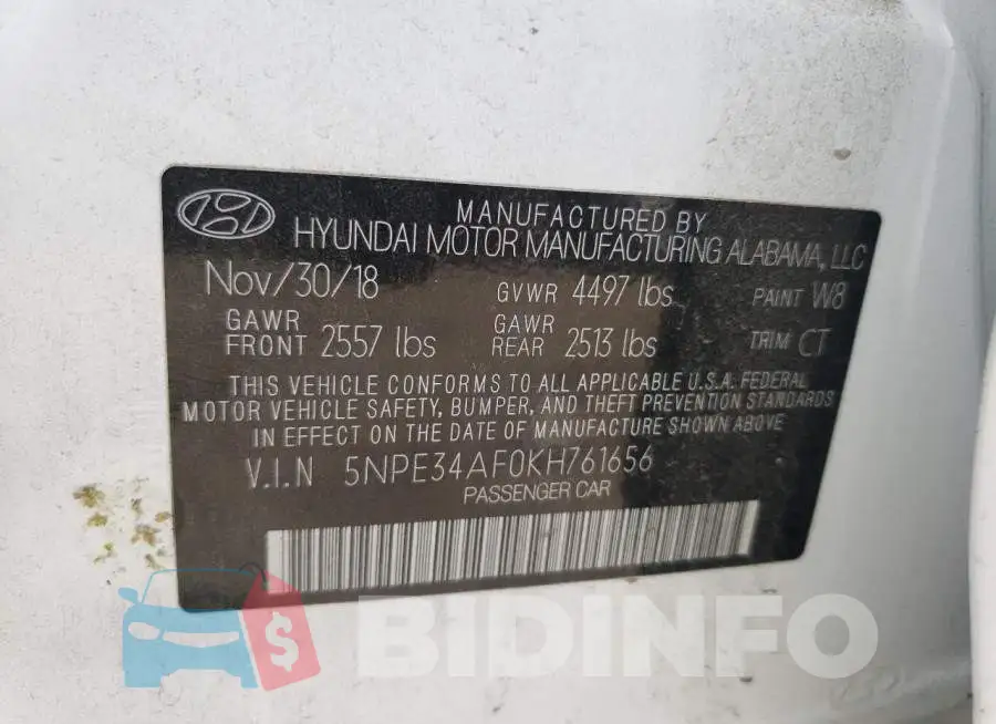 5NPE34AF0KH761656 Photo# 10