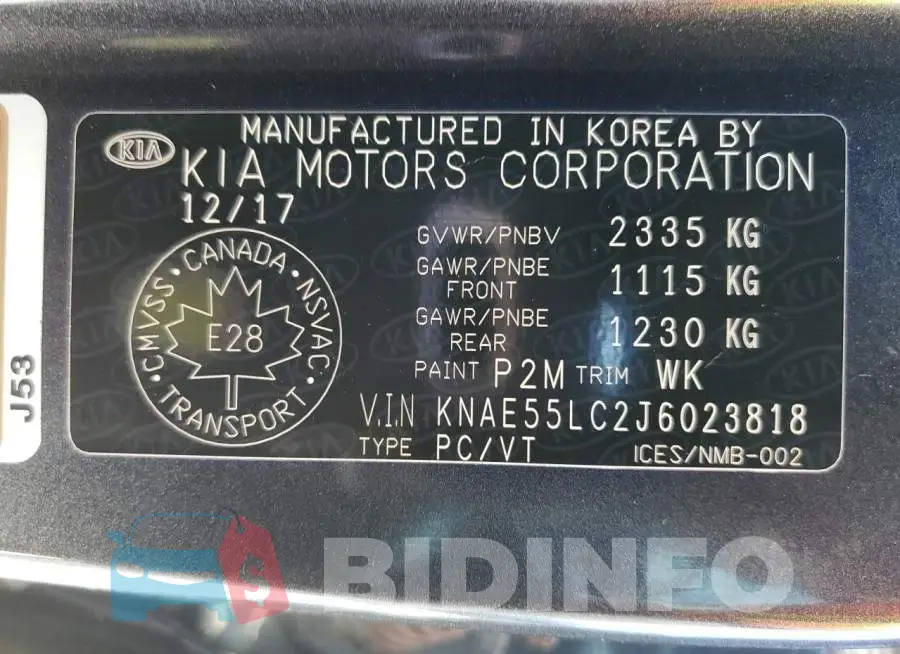 KNAE55LC2J6023818 Photo# 10