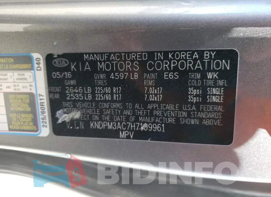 KNDPM3AC7H7109961 Photo# 10