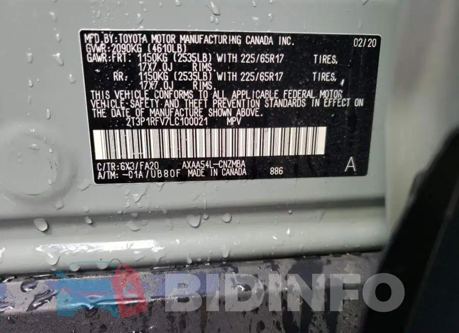 2T3P1RFV7LC100021 Photo# 10