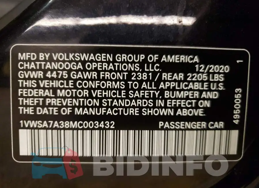 1VWSA7A38MC003432 Photo# 10