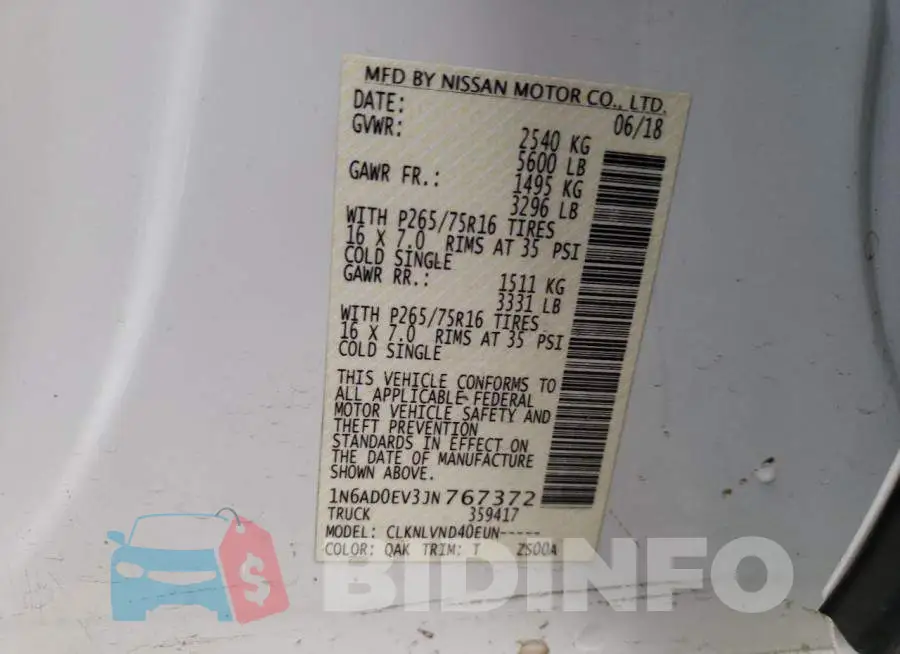 1N6AD0EV3JN767372 Photo# 10