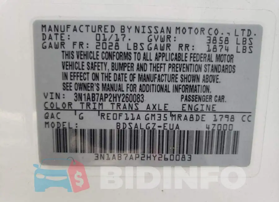 3N1AB7AP2HY260083 Photo# 10