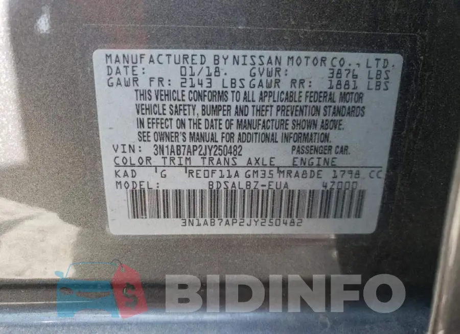 3N1AB7AP2JY250482 Photo# 10