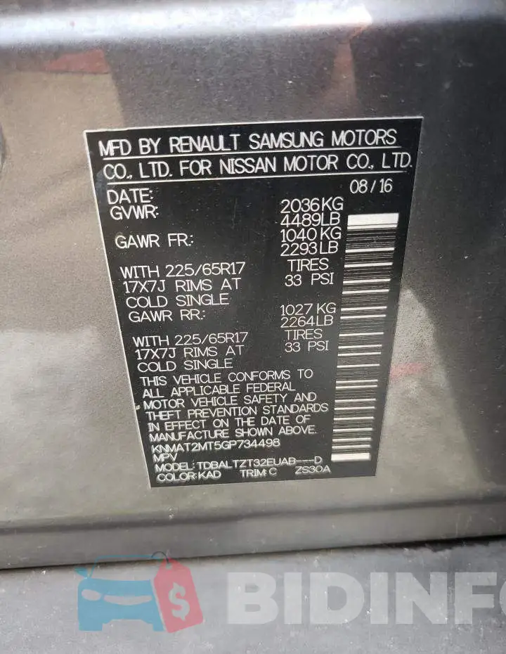 KNMAT2MT5GP734498 Photo# 10