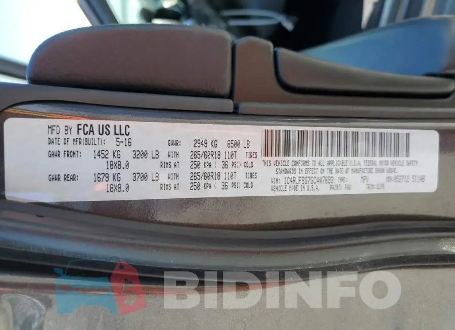 1C4RJFBG7GC447693 Photo# 10
