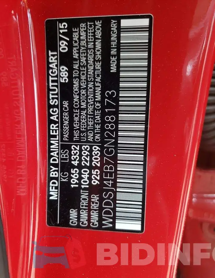 WDDSJ4EB7GN288173 Photo# 10