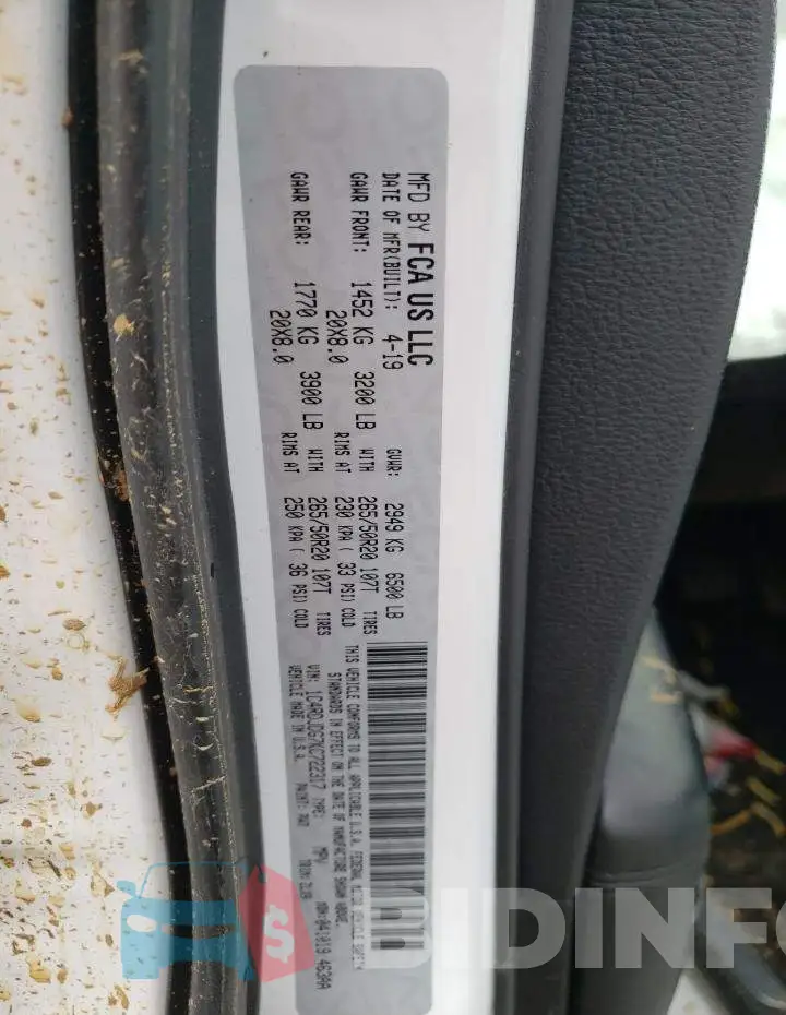 1C4RDJDG7KC722317 Photo# 10