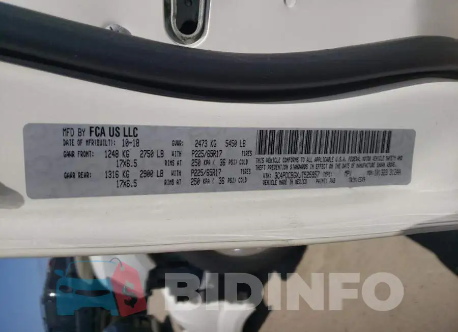 3C4PDCBGXJT525957 Photo# 10