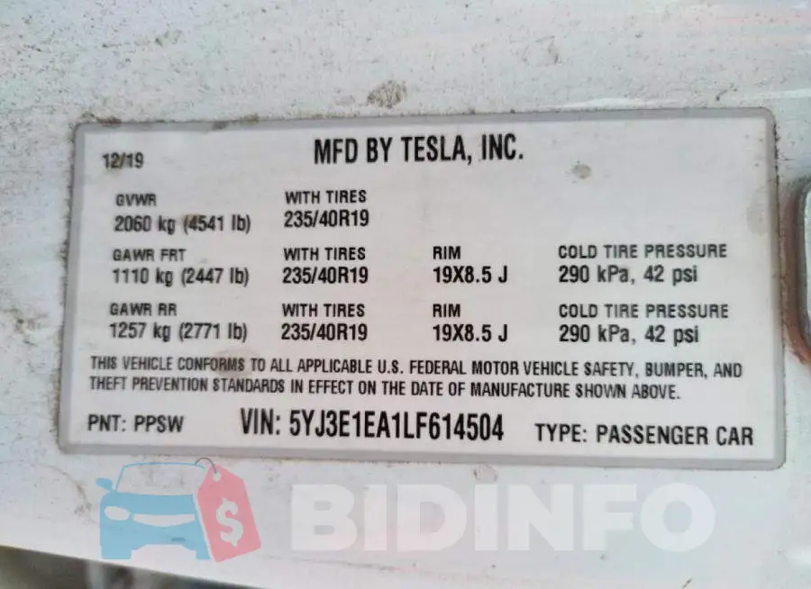 5YJ3E1EA1LF614504 Photo# 10