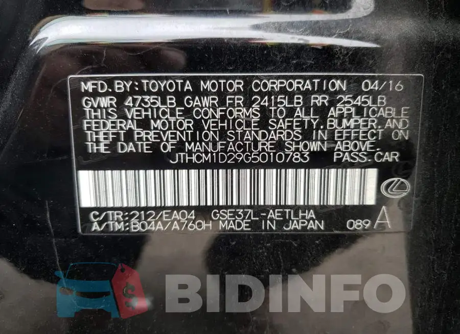 JTHCM1D29G5010783 Photo# 10