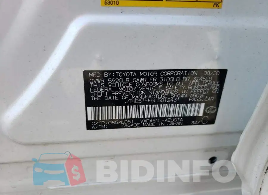 JTHD51FF5L5012431 Photo# 10