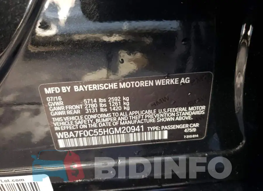 WBA7F0C55HGM20941 Photo# 10