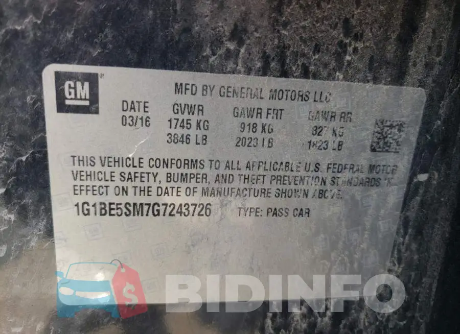 1G1BE5SM7G7243726 Photo# 10
