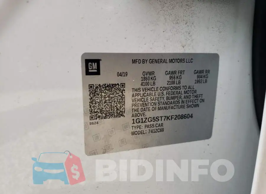 1G1ZG5ST7KF208604 Photo# 10