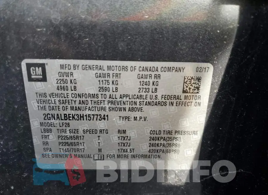 2GNALBEK3H1577341 Photo# 10