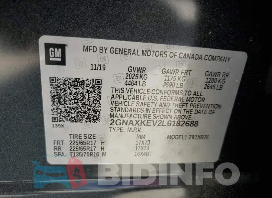 2GNAXKEV2L6182688 Photo# 10