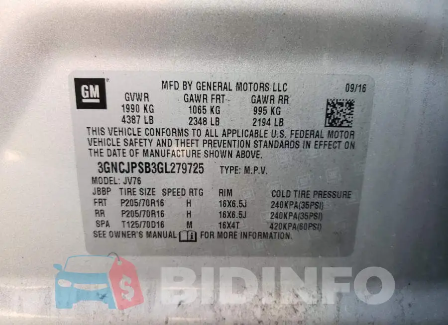 3GNCJPSB3GL279725 Photo# 10
