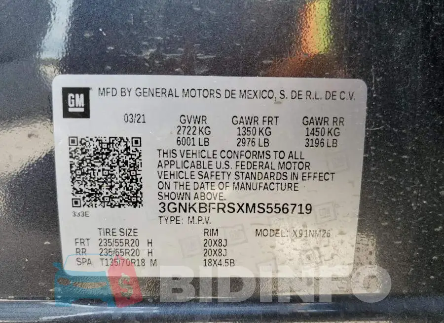 3GNKBFRSXMS556719 Photo# 10