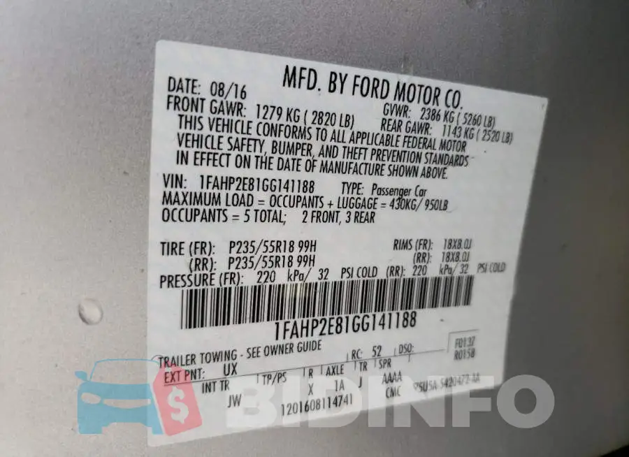 1FAHP2E81GG141188 Photo# 10