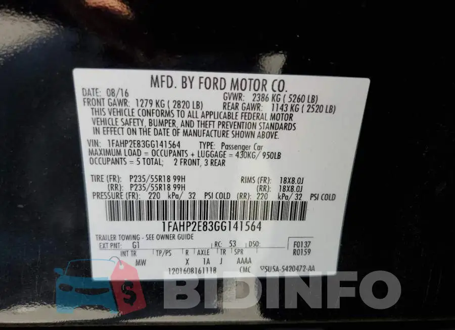 1FAHP2E83GG141564 Photo# 10