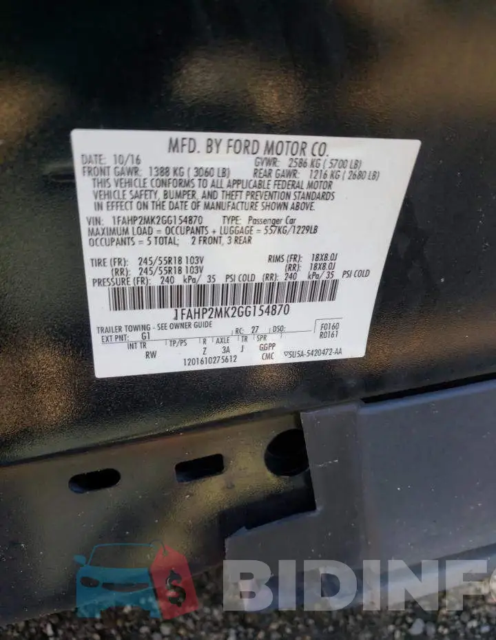 1FAHP2MK2GG154870 Photo# 10