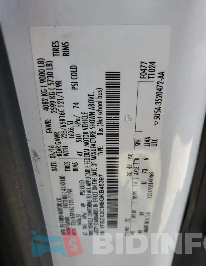 1FBZX2CM8GKB45397 Photo# 10