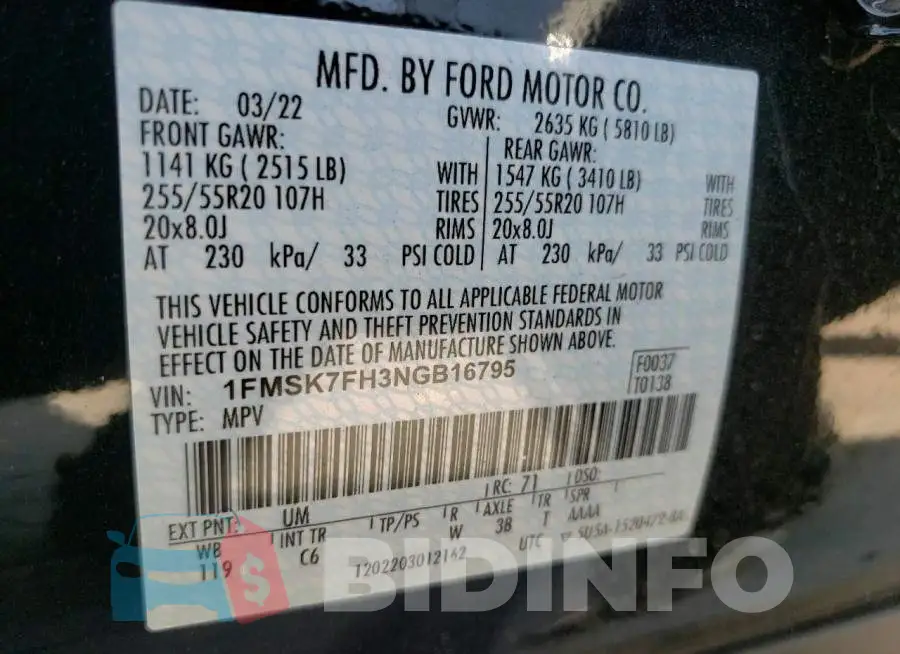 1FMSK7FH3NGB16795 Photo# 10