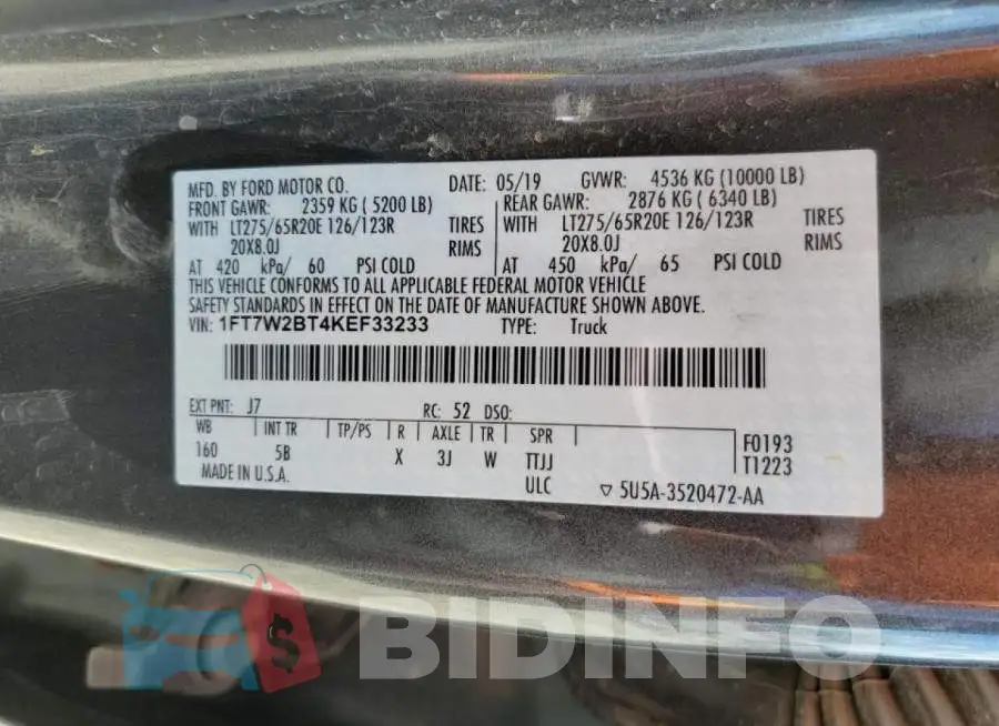 1FT7W2BT4KEF33233 Photo# 10