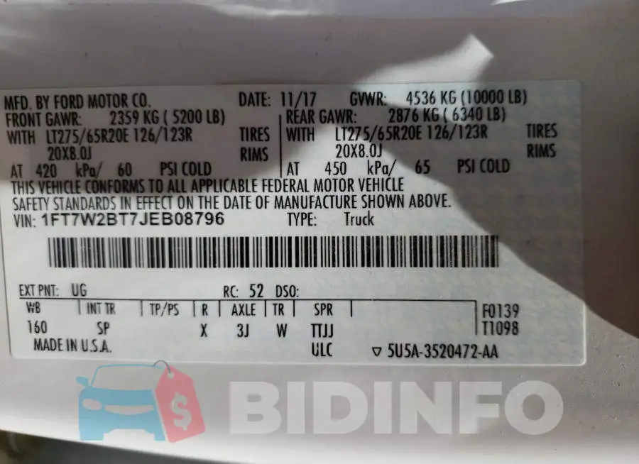 1FT7W2BT7JEB08796 Photo# 10