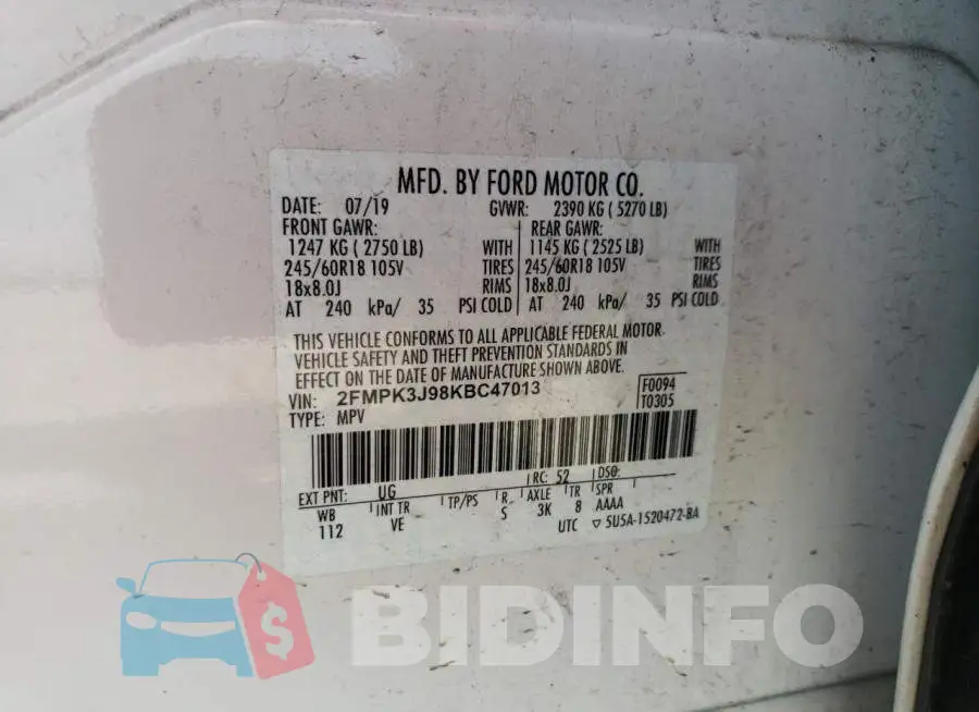 2FMPK3J98KBC47013 Photo# 10