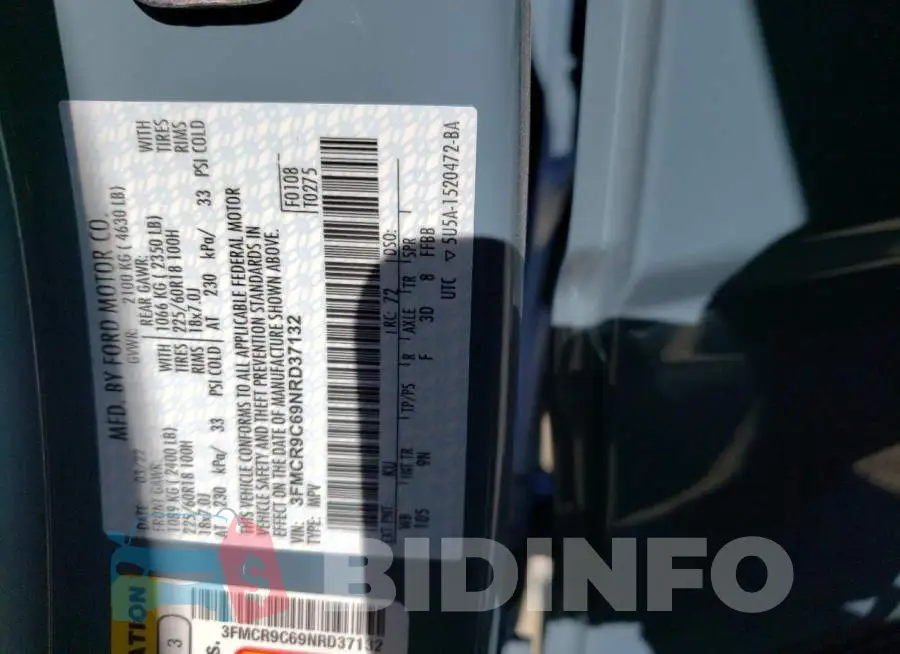 3FMCR9C69NRD37132 Photo# 10