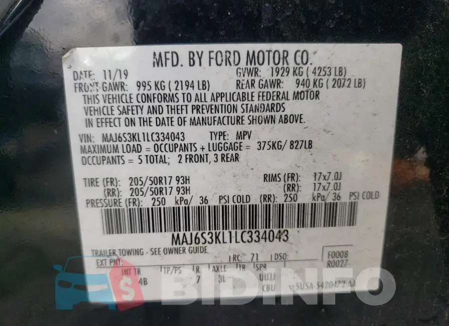 MAJ6S3KL1LC334043 Photo# 10