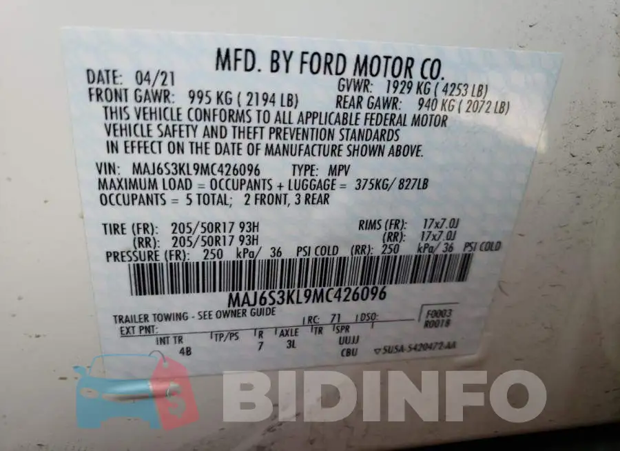 MAJ6S3KL9MC426096 Photo# 10