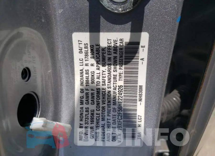 19XFC2F56HE224926 Photo# 10