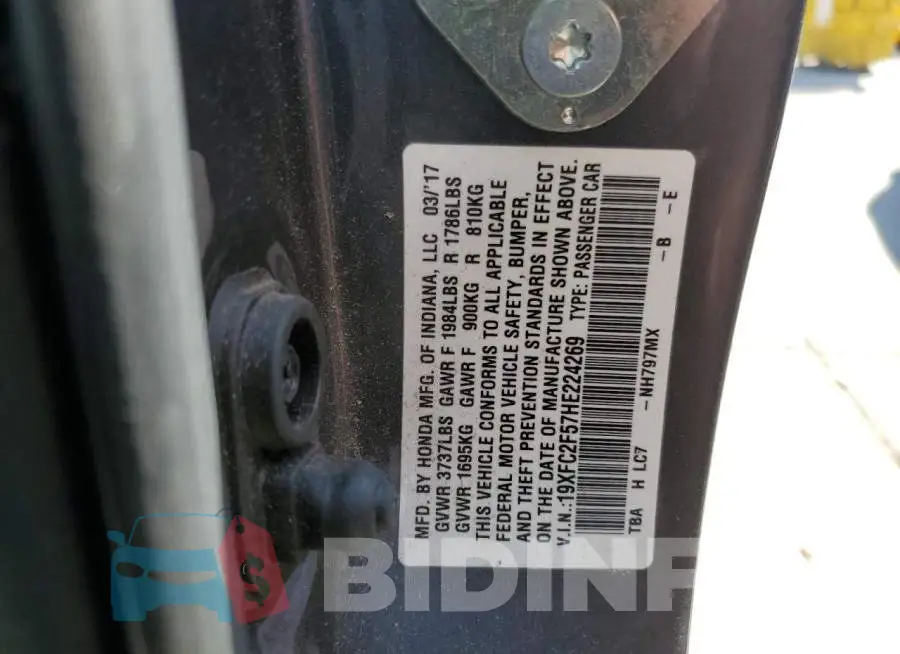 19XFC2F57HE224269 Photo# 10